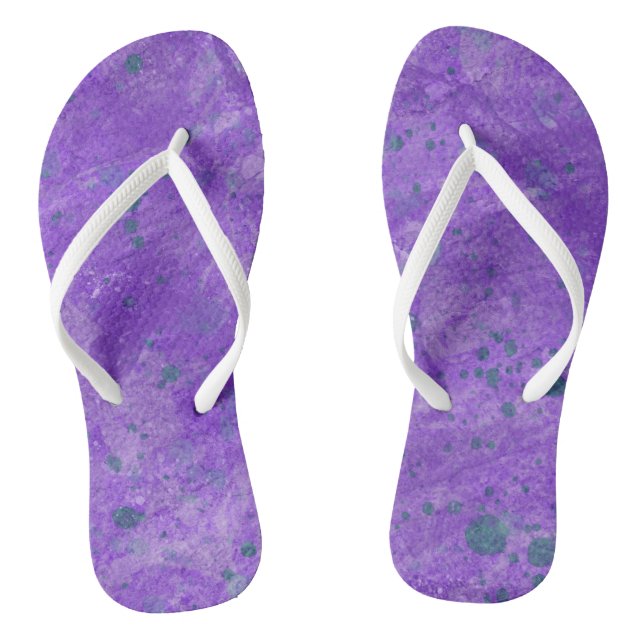 Summer Purple and Teal Splash Sandals Flip Flops  (Footbed)