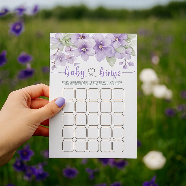 Summer Purple Violet Flower Baby Shower Bingo Game (Summer Purple Violet Flower Baby Shower Bingo Game)