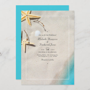 Summer  QR Code RSVP Beach Wedding Invitation