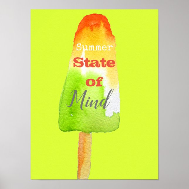 Summer quote popsicle lime sorbet cute food art poster (Front)