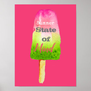 Summer quote popsicle raspberry cute food art poster