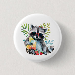 Summer racoon in sunglasses beach chillout 3 cm round badge