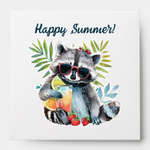 Summer racoon in sunglasses beach chillout envelope