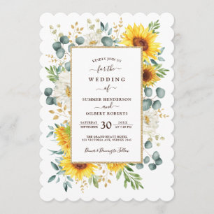 SUMMER RADIANCE Sunflower Garden Greenery Wedding Invitation