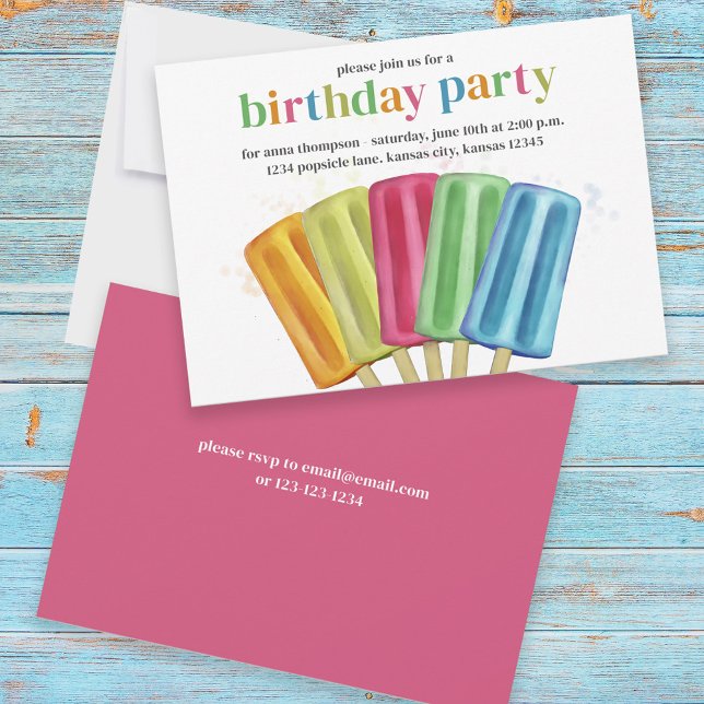 Summer Rainbow Popsicles Birthday Party Invitation (Creator Uploaded)