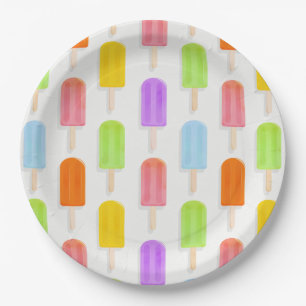 Summer Rainbow Popsicles Pattern Paper Plate