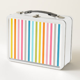 Summer Rainbow Stripes Metal Lunch Box