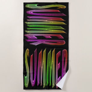Summer Rainbow Typography Colourful Text Beach Towel
