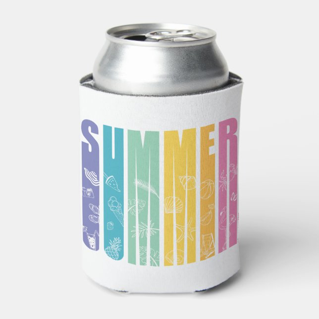 Summer Rainbow Typography - GraphicLoveShop Can Cooler (Can Front)