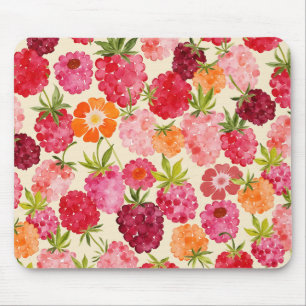 Summer Raspberry Watercolor Coquette Mouse Mat