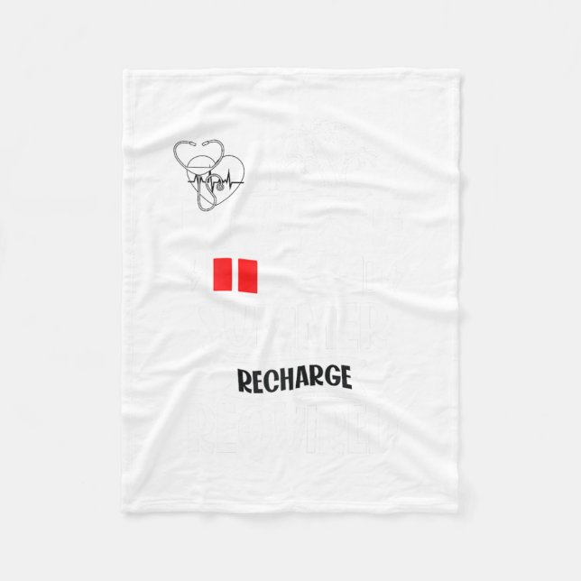Summer Recharge Required Funny School Nurse Summer Fleece Blanket (Front)