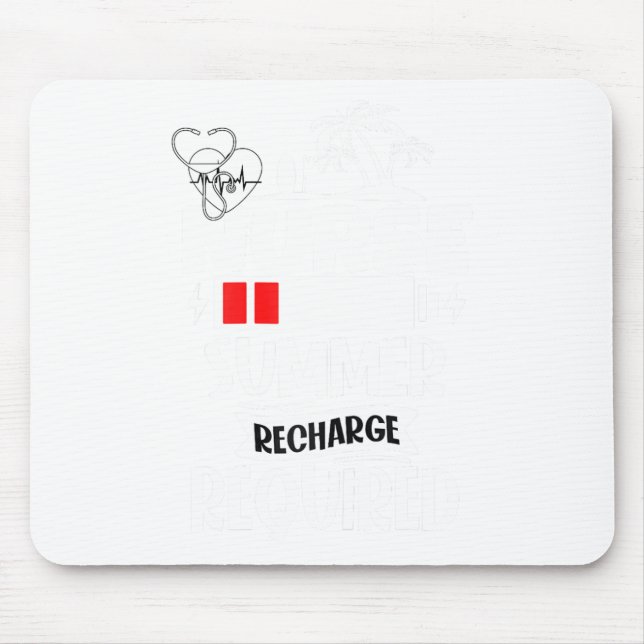 Summer Recharge Required Funny School Nurse Summer Mouse Mat (Front)