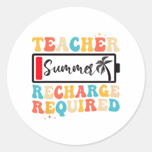Summer Recharge Required Last Day School Students Classic Round Sticker
