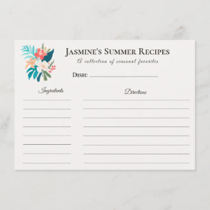 Summer Recipe Card – Tropical Floral 