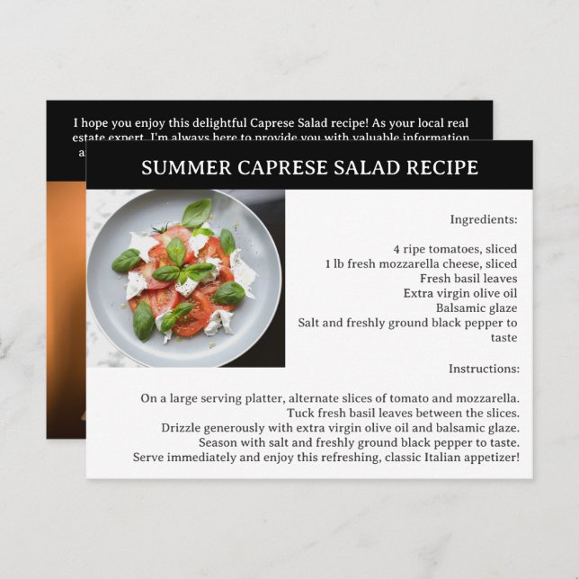 Summer Recipe Realtor or Real Estate  Postcard (Front/Back)
