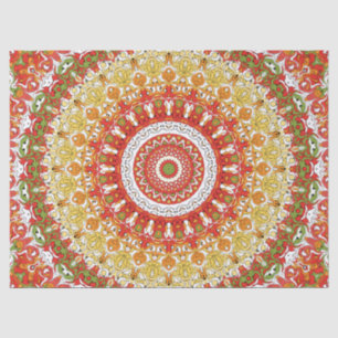 Summer Red and Orange Fiesta Mandala Tissue Paper