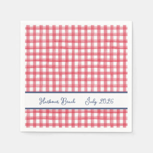 Summer Red Gingham, Chequered July 4th Napkin