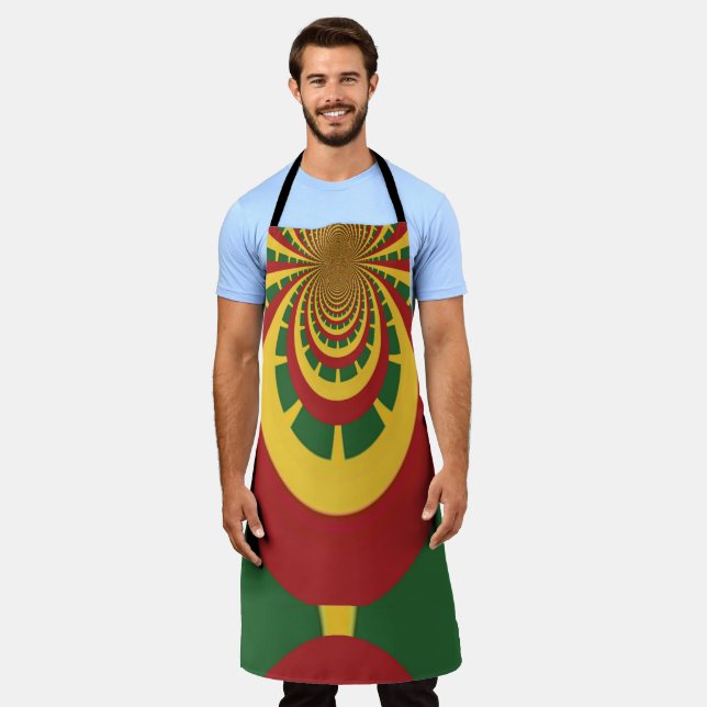 Summer  Red Golden Green One Love Colours Apron (Worn)