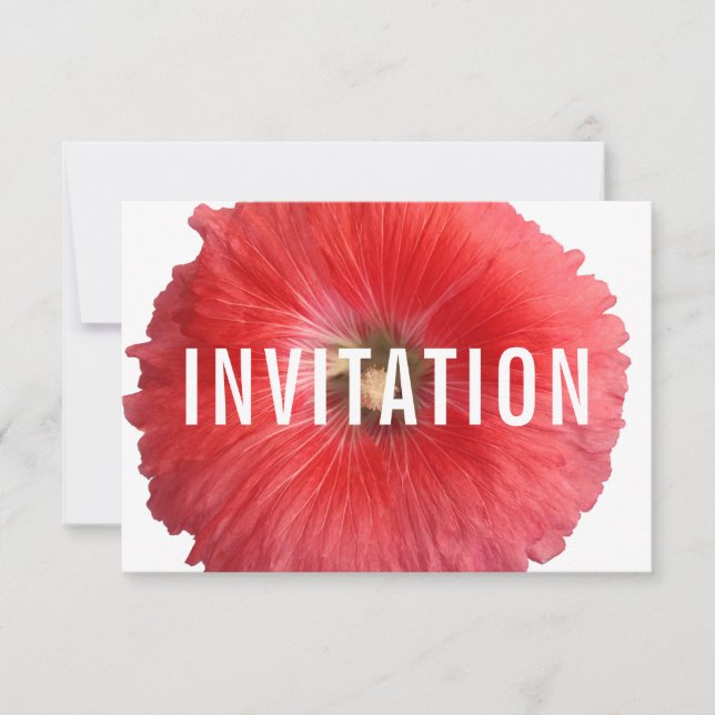 Summer Red Hollyhock (New) Invitation (Front)