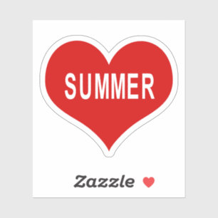 SUMMER Red Love Heart Vinyl Sticker