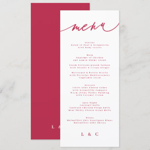 summer red magenta the wedding Calligraphy Menu