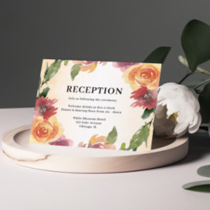 Summer Red Orange Floral Reception  Enclosure Card