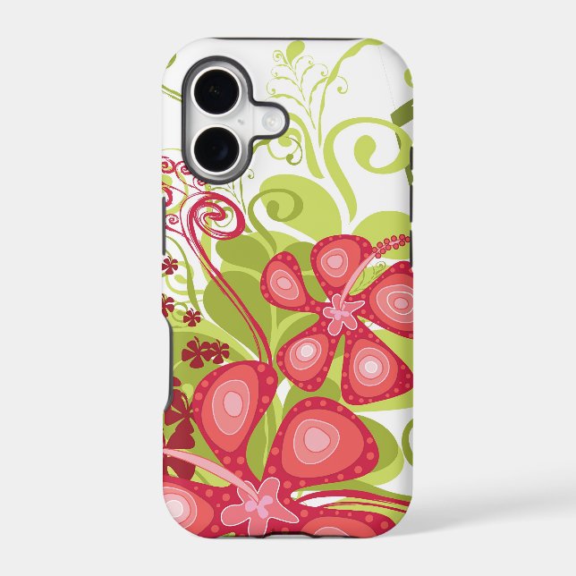 Summer Red Pink Tropical Hibiscus Abstract Grunge (Back)