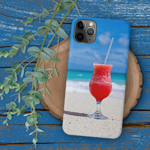 Summer Red Strawberry Margarita On Tropical Beach