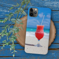Summer Red Strawberry Margarita On Tropical Beach