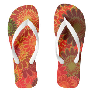Summer Red Sunflowers Flip Flops