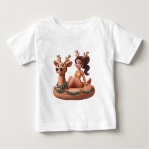 Summer Reindeer Holiday Fun Pool Party Design Baby T-Shirt