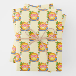 Summer Relaxing Vacation Sun Wrapping Paper Sheet