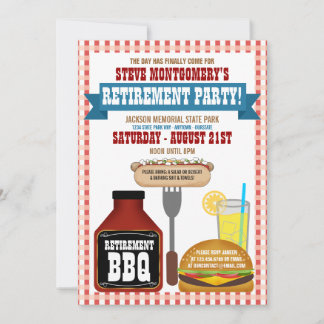 Summer Retirement Barbeque Party Invitations