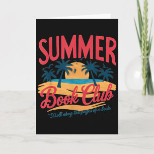 Summer Retro Book Club Funny Beach Vacation  Card
