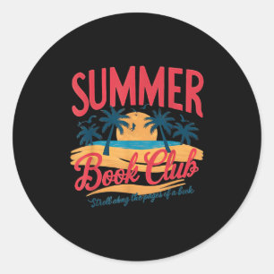 Summer Retro Book Club Funny Beach Vacation Classic Round Sticker