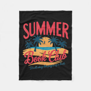 Summer Retro Book Club Funny Beach Vacation  Fleece Blanket