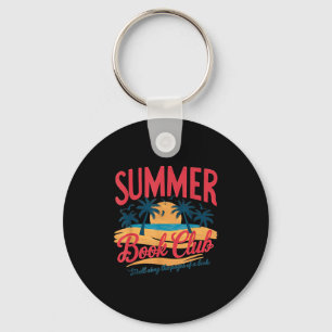 Summer Retro Book Club Funny Beach Vacation  Key Ring