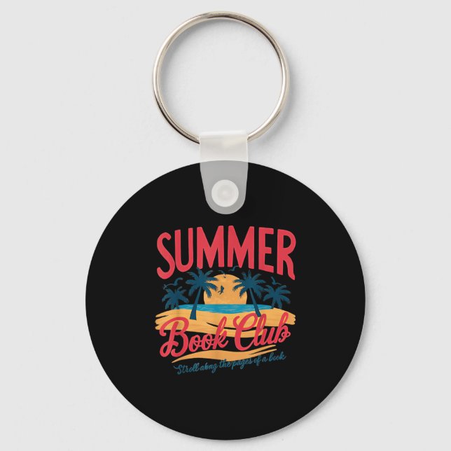 Summer Retro Book Club Funny Beach Vacation  Key Ring (Front)