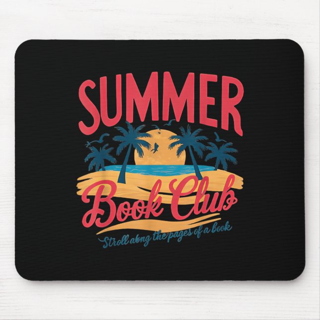 Summer Retro Book Club Funny Beach Vacation  Mouse Mat (Front)