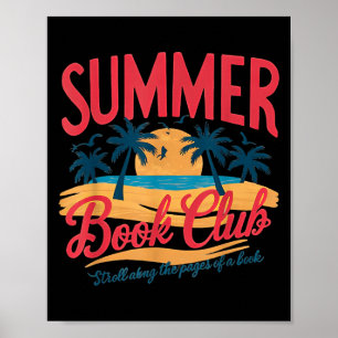 Summer Retro Book Club Funny Beach Vacation Poster