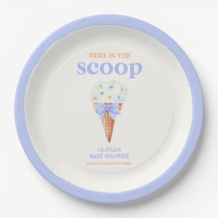 Summer Retro Bow Star Ice Cream Baby Shower Paper Plate