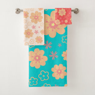 Summer Retro Floral Pattern Bath Towel Set