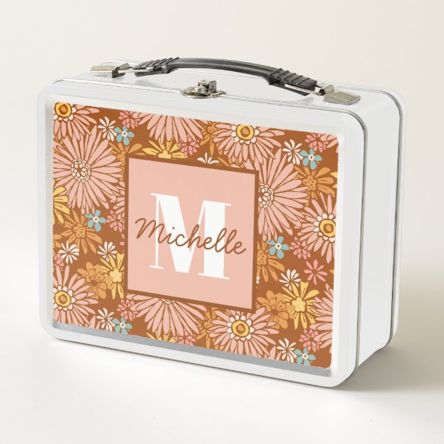 Summer Retro Flower | Monogram Lunch Box (Front)