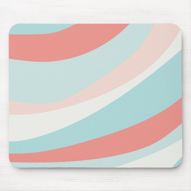Summer retro print home decor teal and coral mouse mat (Front)