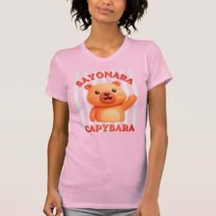 Summer Retro Stripes SAYONARA CAPYBARA Teacher T-Shirt