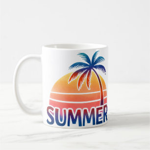 Summer retro sunset palm tree coffee mug