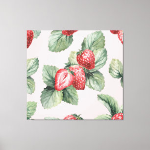 Summer Ripe Strawberries: Watercolor Pink Canvas Print
