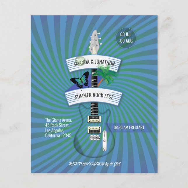 Summer Rock Festival Wedding Invitation Flyer (Front)