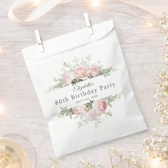 Summer Rose Garden 80th Birthday Party Favour Bags (Clipped)