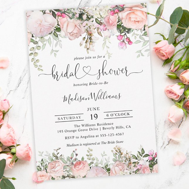 Summer Rose Garden Floral Bridal Shower Invitation (Creator Uploaded)